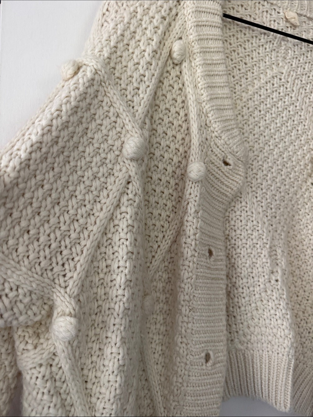 Anthropologie Cream Chunky Cardigan with Multicolor Floral Appliqués - Picture 4 of 5